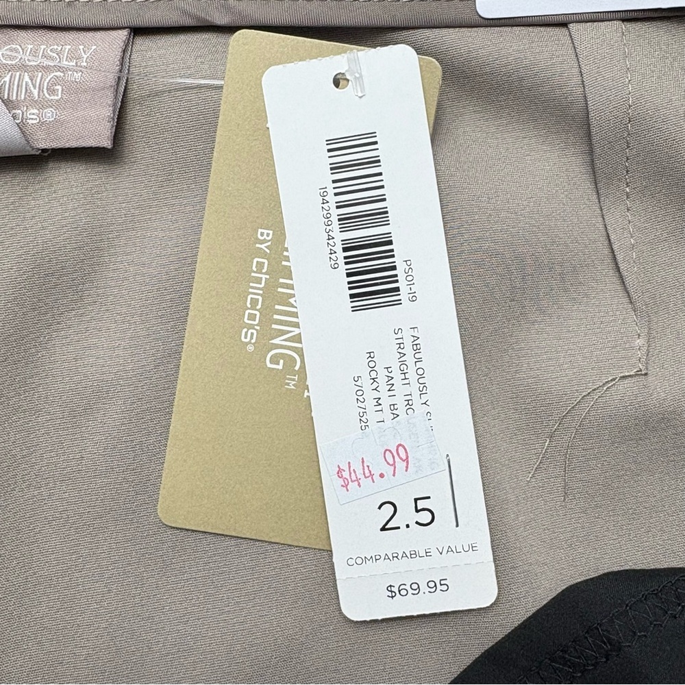 NWT Chico's Fabulously Slimming Ankle Pant 2.5 US Size 14 Tan Stretch 27” Inseam - Picture 10 of 10